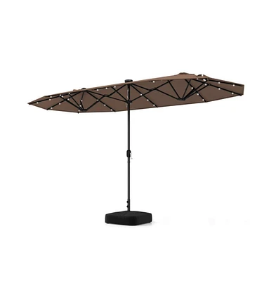 13feet Double-sided Patio Umbrella with Solar Lights for Garden Pool Backyard