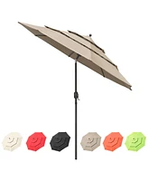 Yescom 10 Ft 3 Tier Patio Umbrella with Crank Handle Push to Tilt Aluminum Backyard
