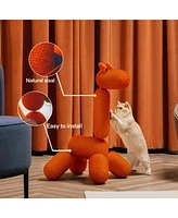 Hausource 33.46" Large Giraffe Cat Tree Tower Modern Cat Climb Toy Play Center for Kittens Small Cats, Orange