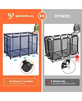 Yescom Mesh Pool Floats Storage Bin Rolling Cart 10 Wheels Metal Frame 49" L x 30" W x 61" H with Black Cover Net Replacement