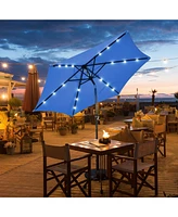 9 Feet Solar Led Lighted Patio Market Umbrella with Tilt Adjustment without Base