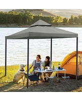 Yescom 10x10Ft UV30+ Gazebo Replacement Top for 2 Tier Outdoor Canopy Cover Patio Backyard Party Deck Gray