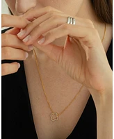 Sterling Silver 18k Gold Plated Aria Clover Bracelet, Necklace& Stud Earrings Set