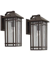 Sierra Craftsman 16 1/2" High Farmhouse Rustic Outdoor Wall Light Fixture Mount Porch House Exterior Outside Lantern Set of 2 Weatherproof Oil Ru
