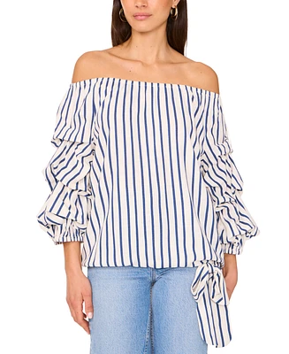 Vince Camuto Women's Striped Off-The-Shoulder Bubble-Sleeve Blouse