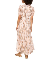 Vince Camuto Women's Printed Split-Neck Button Maxi Dress