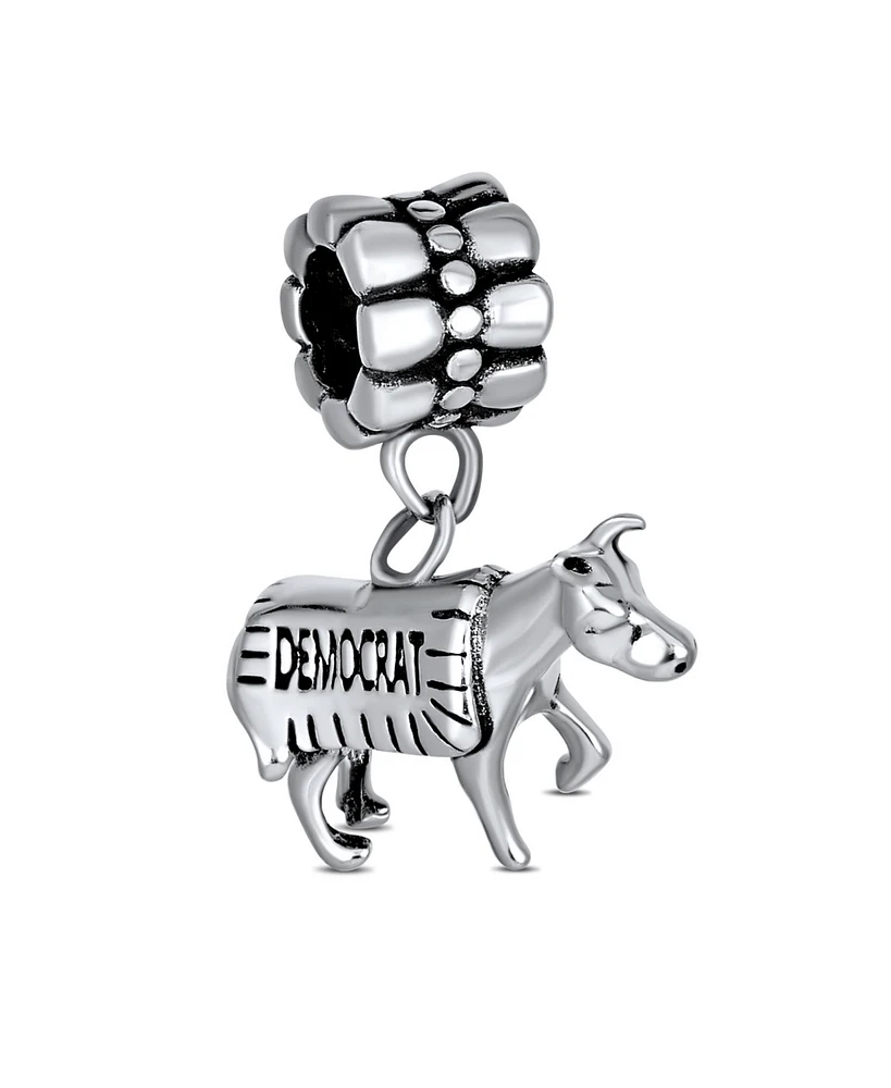 Bling Jewelry Usa Patriotic Democrat Donkey Dangle Charm Bead Sterling Silver Fits European Bracelet