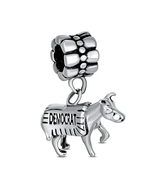 Bling Jewelry Usa Patriotic Democrat Donkey Dangle Charm Bead Sterling Silver Fits European Bracelet