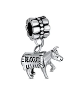 Bling Jewelry Usa Patriotic Democrat Donkey Dangle Charm Bead Sterling Silver Fits European Bracelet