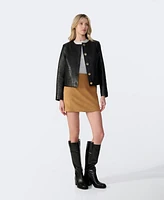 Furniq Uk Women's Leather Cropped Jacket, Created for Macy s