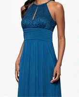 B&A By Betsy and Adam Women's Lace-Top Keyhole Dress
