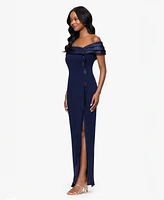 Betsy & Adam Women's Organza Off-The-Shoulder Dress