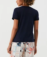 Ella Rafaella Petite Floral Print Ruffled Crew Neck Sleeveless Top