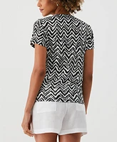 Ella Rafaella Petite Chevron Print Short Sleeve Top