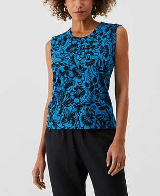 Ella Rafaella Petite Floral Print Cuffed Sleeveless Tank Top