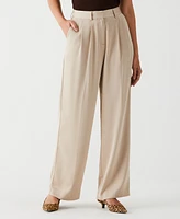 Ella Rafaella Petite Wide Leg Pleated Pants with Shine