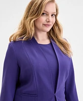 Kasper Plus Collarless 3/4-Sleeve Blazer