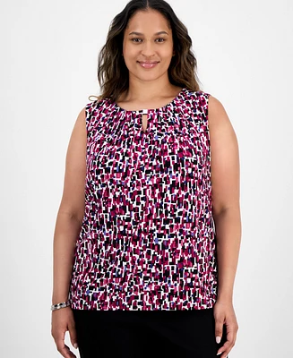 Kaspern Plus Chiclet-Print Sleeveless Top
