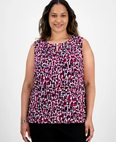 Kaspern Plus Chiclet-Print Sleeveless Top