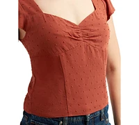 Bcx Juniors' Clip-Dot Sweetheart-Neck Top