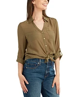 Bcx Juniors' Tie-Hem Gauzy Shirt