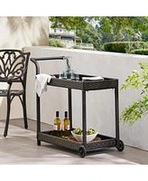 Mobile Resin Wicker Bar Cart - Entertain with Ease!