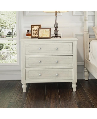 Vintage 3-Drawer Nightstand - Fully Assembled