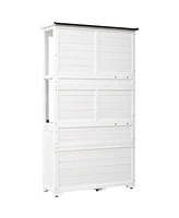 Outdoor Wood Storage Cabinet with Lockable Door