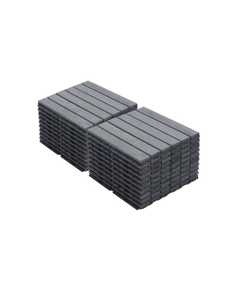 20-Piece Interlocking Deck Tiles - Light Gray Acacia