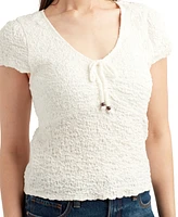Bcx Juniors' Textured Knit Cap-Sleeve Top