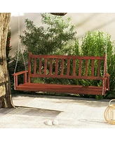 Gymax 5FT Wooden 3-Person Porch Swing Chair w/ Adjustable Galvanized Metal Chains