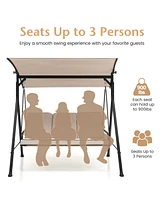 Gymax 3PCS Hammock Chair Patio Porch Swing w/ Adjustable Canopy Removable Pads