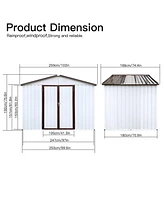 Metal garden sheds 6ftx8ft outdoor storage sheds white+offee
