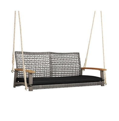 2-Person Patio Wicker Hanging Swing Chair