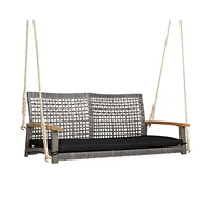 2-Person Patio Wicker Hanging Swing Chair