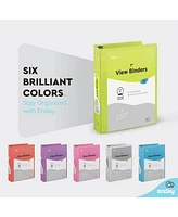 1Inch 3 Ring Binder, 1 Inch Round Ring Clear View Cover with 2 Inside Pockets Binders, Colored School Supplies Binders in Grey, Pink, Blue, Purple, Gr