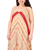 Vince Camuto Plus Printed Front-Seamed V-Neck Maxi Dress