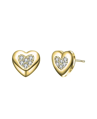 Lovely Heart Stud Earrings with Clear Cubic Zirconia