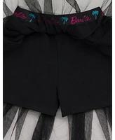 Barbie Toddler Girls Cropped Boxy Drop Shoulder T-Shirt and Mesh Tulle Skort