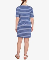 Ruby Rd. Petite Embroidered Stripe Knit Dress