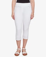 Ruby Rd. Petite Embroidered Hem Soft Stretch Denim Capri Jeans