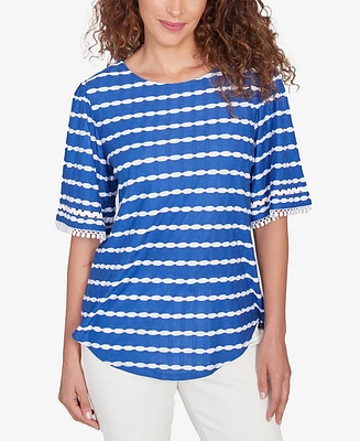 Ruby Rd. Petite Tapered Stripe Textured T-Shirt