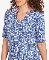 Ruby Rd. Petite Pacific Medallions Embellished Knit Top