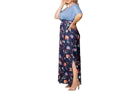 Kiyonna Plus Havana Color Block Maxi Dress