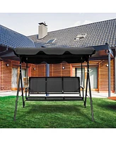 Gymax Outdoor Porch Swing Canopy Patio Swing Chair 3 Person Canopy Hammock