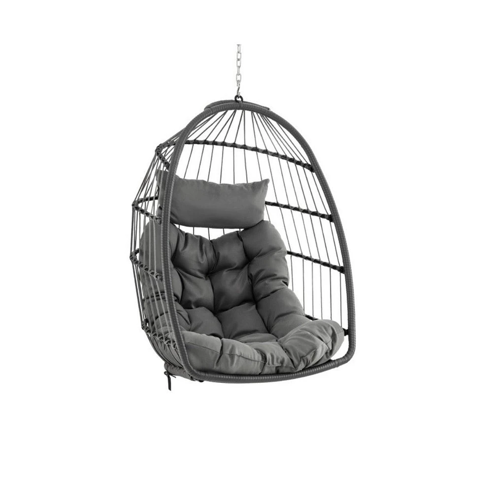 Hanging Egg Chair with Head Pillow and Large Seat Cushion