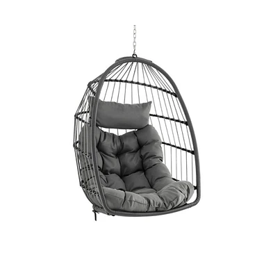 Hanging Egg Chair with Head Pillow and Large Seat Cushion