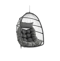 Hanging Egg Chair with Head Pillow and Large Seat Cushion
