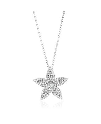 Suzy Levian Sterling Silver Cubic Zirconia Pave Flower Pendant