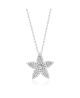 Suzy Levian Sterling Silver Cubic Zirconia Pave Flower Pendant